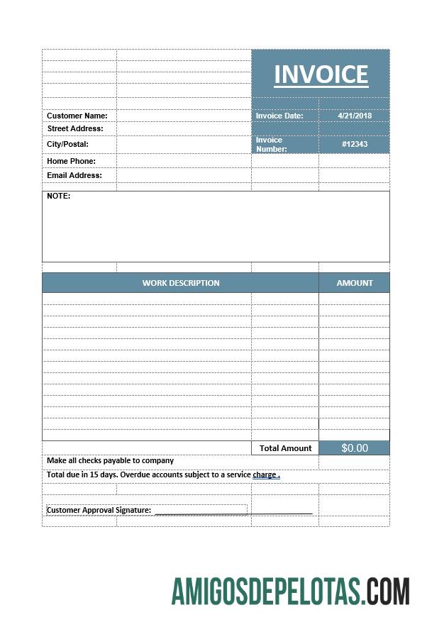 imprimível Modelo básico de fatura de serviço